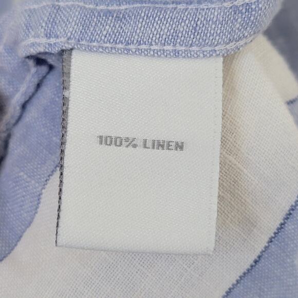 Baird McNutt Murano Slim Fit Nautical Stripe Blue Sz Large 100% Linen Button Up - Picture 6 of 10